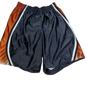 Vtg Nike Swoosh Check Silky Shiny Dazzle Basketball Shorts Orange Large 10” **